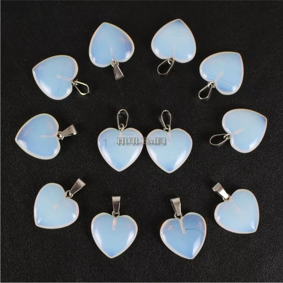Opalite Stone Heart Pendants Charm Reiki Chakra Healing Beads - Picture 7 of 9